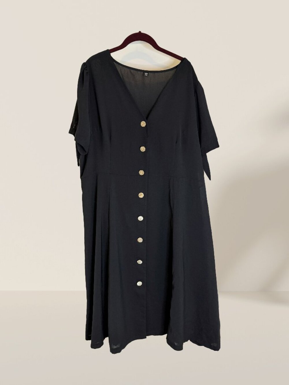 SHEIN Curve Black Gold-Button Front Dress Size 3XL | Plus Size Shirt Dress
